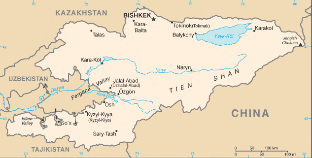 kg-map | www.kuhrau.de Karte Kirgistan